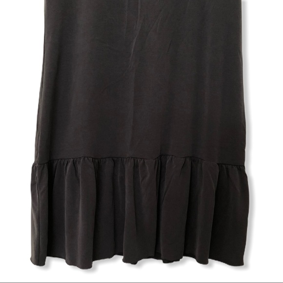 Raw Edge Hem Soft Stretch Ruffle Sleeve Dress - Picture 7 of 8
